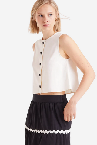 Sleeveless Heart Button Top