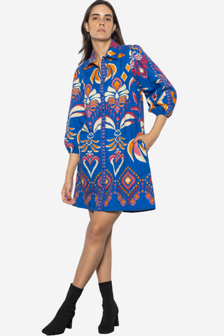 Ava Dress - Cobalt Ikat