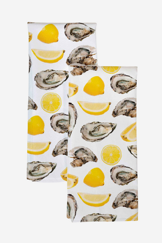 The World Is Your Oyster Tea Towel Set Yellow