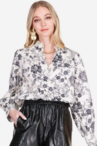 Front Split Buttons Top - Floral Poetry