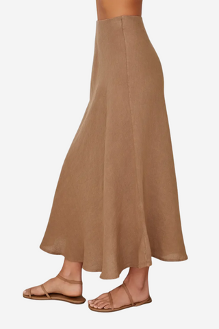 Crinkle Linen Midi Skirt