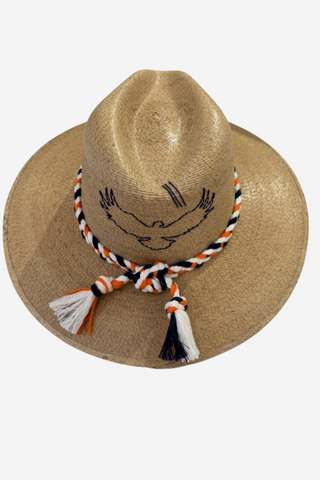 Natural Palm Hat - Auburn War Eagle