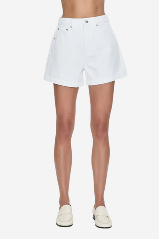 Saige High Rise A-Line Short- Polished White