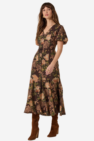 Lavena V-Neck Puff Sleeve Dress
