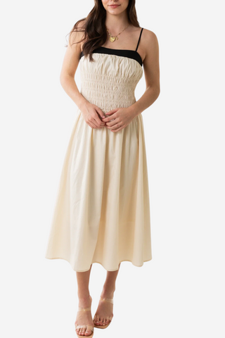 Spaghetti Strap Smocked Midi Dress
