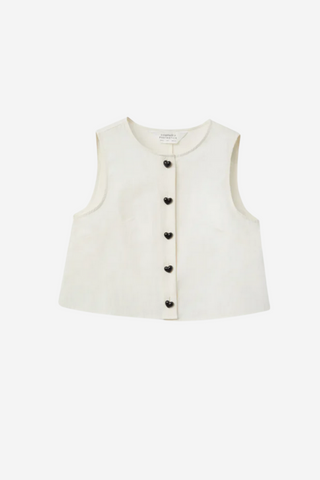 Sleeveless Heart Button Top