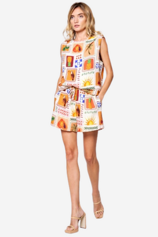 Feriha Grid Print Drawstring Short