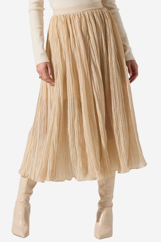 Salome Pleated Flare Midi Skirt