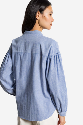 Cabina - Striped Straight Embroidered Shirt