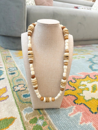 Wooden Bead Necklace Neutral