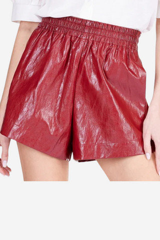 Vegan Leather Slit Pocket Short