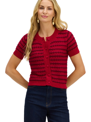 Short Adelle Cardigan - Burgundy Multi