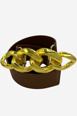 Chain Link Interchangeable Belt Buckle w/ Gold Finish