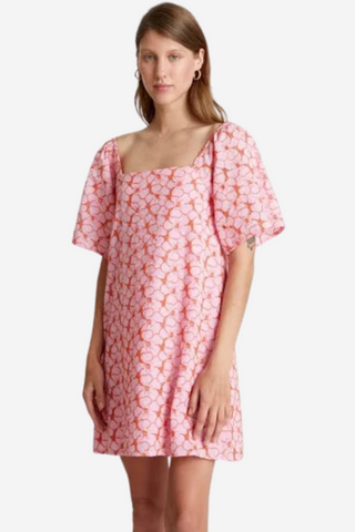 Short Floral Pink Embroidered Dress