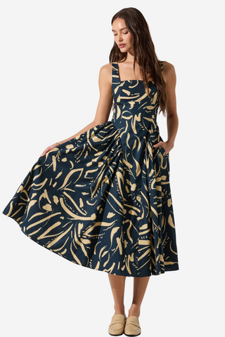 Vinya Drop Waist Midi Dress