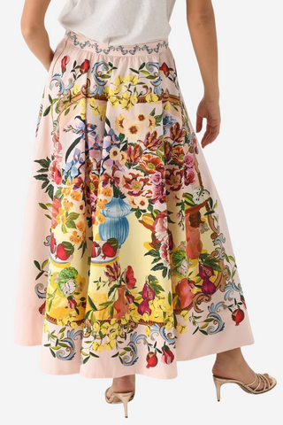Pink Garden Terrace Midi Skirt