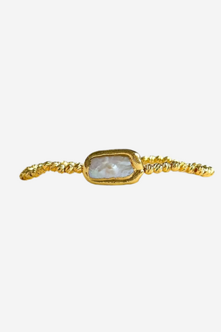 Beam Stretch Bracelet with Rectangle Pearl