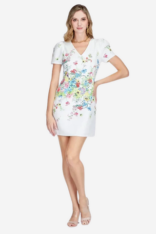 Bursting Gardens Puff Sleeve Dress
