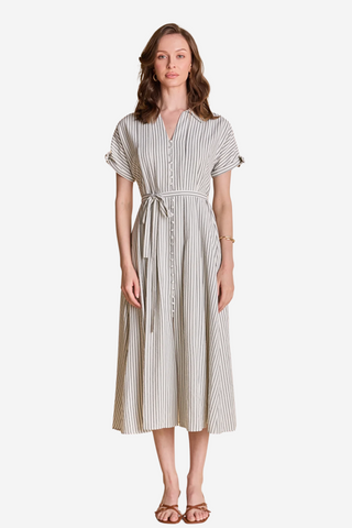 Pinstripe Polished Shirt Dress