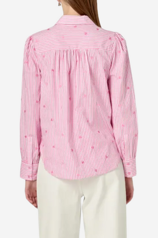 Heart Embroidery Striped Shirt
