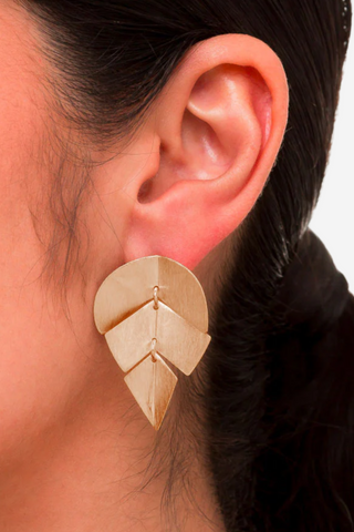 SEALEAF EARRINGS - BRUSHED CHAMPAGNE 18K