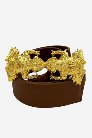 Kissing Frogs Interchangeable Belt Buckle w/ Gold Finish