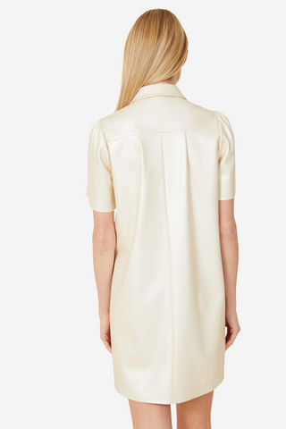 Metallic Vegan Leather Short Sleeve Dress