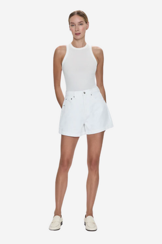 Saige High Rise A-Line Short- Polished White