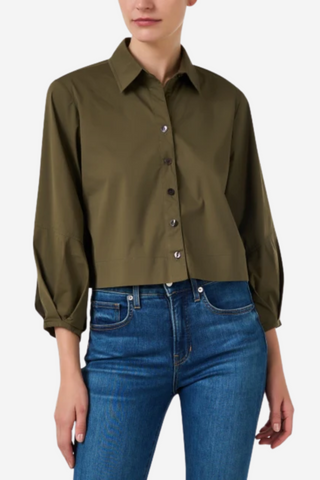 Crop Emmy Shirt Solid Silky Poplin