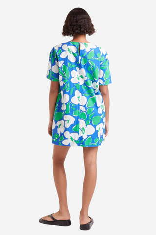 Blue & Green Printed Floral Dress