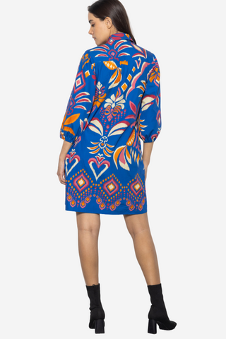 Ava Dress - Cobalt Ikat