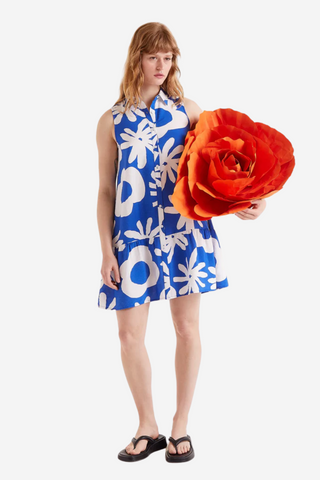 Bluet Blue Floral Short Dress