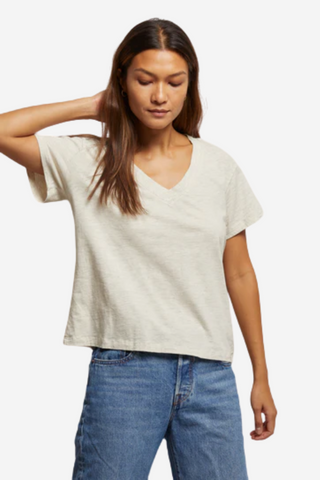 Hendrix Boxy V-Neck Tee - Oatmeal