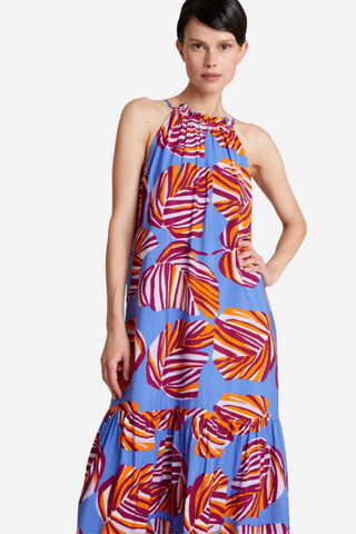 Halter Neck Maxi Dress Bold Leaf