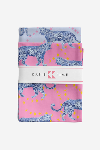 Cosmic Cheetah Tea Towel Set - Light Blue/Pink