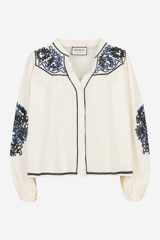 Corfu - White Shirt with Puffed Sleeves & Embroidery