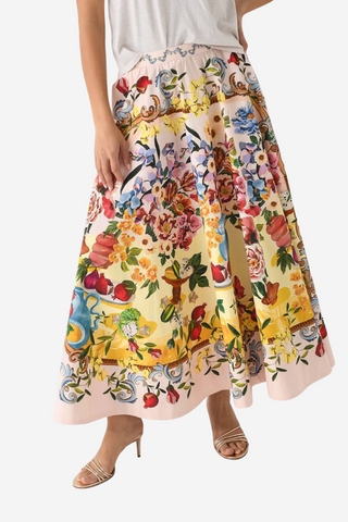 Pink Garden Terrace Midi Skirt