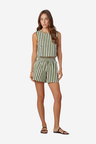 CROP TOP - CHIVE STRIPE - M